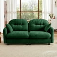 thumbnail image 4 of FFH Loveseat Sofa, 74" Cloud Sectional Couches for Living Room, Tufted 2-Seat Chenille Sofa with 2 Pillows, Wooden Base, Green, 4 of 14
