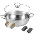 thumbnail image 2 of 5-Ply Stainless Steel Saute Pan, Stock Pot with Clear Glass Lid, Uncoated Cooking Pot with Scald-proof Silicone Handle Cover, Deep Frying Pan for Induction, Oven, Gas, Dishwasher Safe, 2 of 7