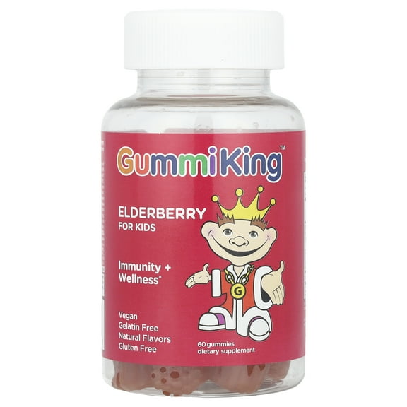 GummiKing Elderberry for Kids, Immunity   Wellness, Lemon Raspberry, 60 Gummies