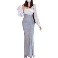 thumbnail image 1 of VISgogo Vestido de cola de pez para mujer, falda hasta el tobillo de color sólido, vestido fruncido de cintura alta, S / M / L VISgogo moda, 1 of 7