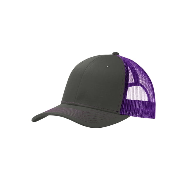 Top Headwear Structured Snapback Trucker Cap - Grey/Steel/Purple