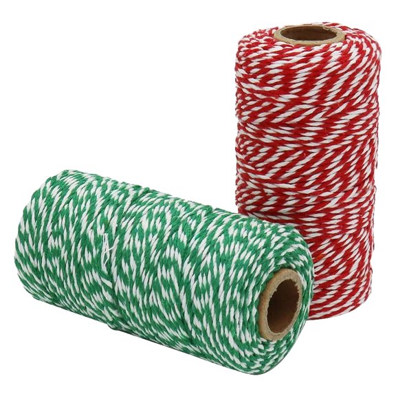 YWIYIUD 33 FT Cotton Red White Packing String Christmas Xmas Rope Ribbon Cord for Baking, DIY Crafts Wrapping Ornaments Hanging Festival Decorations, DIY Crafts