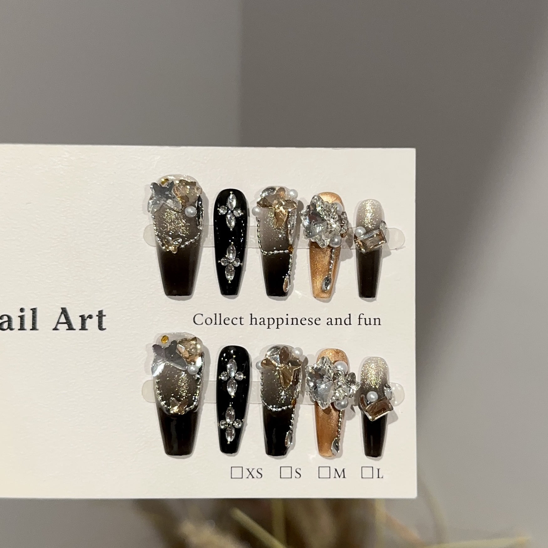 Purely handmade wearing armor, advanced sense, dark gold in autumn and winter, beautiful cat's eye nail pads, European and American heavy industry fake nail patches