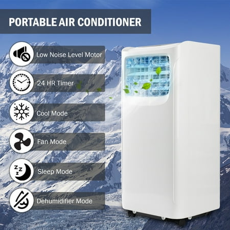 Global Air YPK2-08C -5000 BTU (8,000 BTU ASHRAE) 3 in 1 "Ultra Compact" Portable Air Conditioner, Fan and Dehumidifier with Remote Control - White