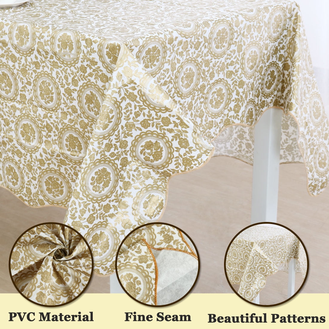 Unique Bargains Vinyl Rectangle Table Cover Turntable Floral Tablecloth 54" x 71"