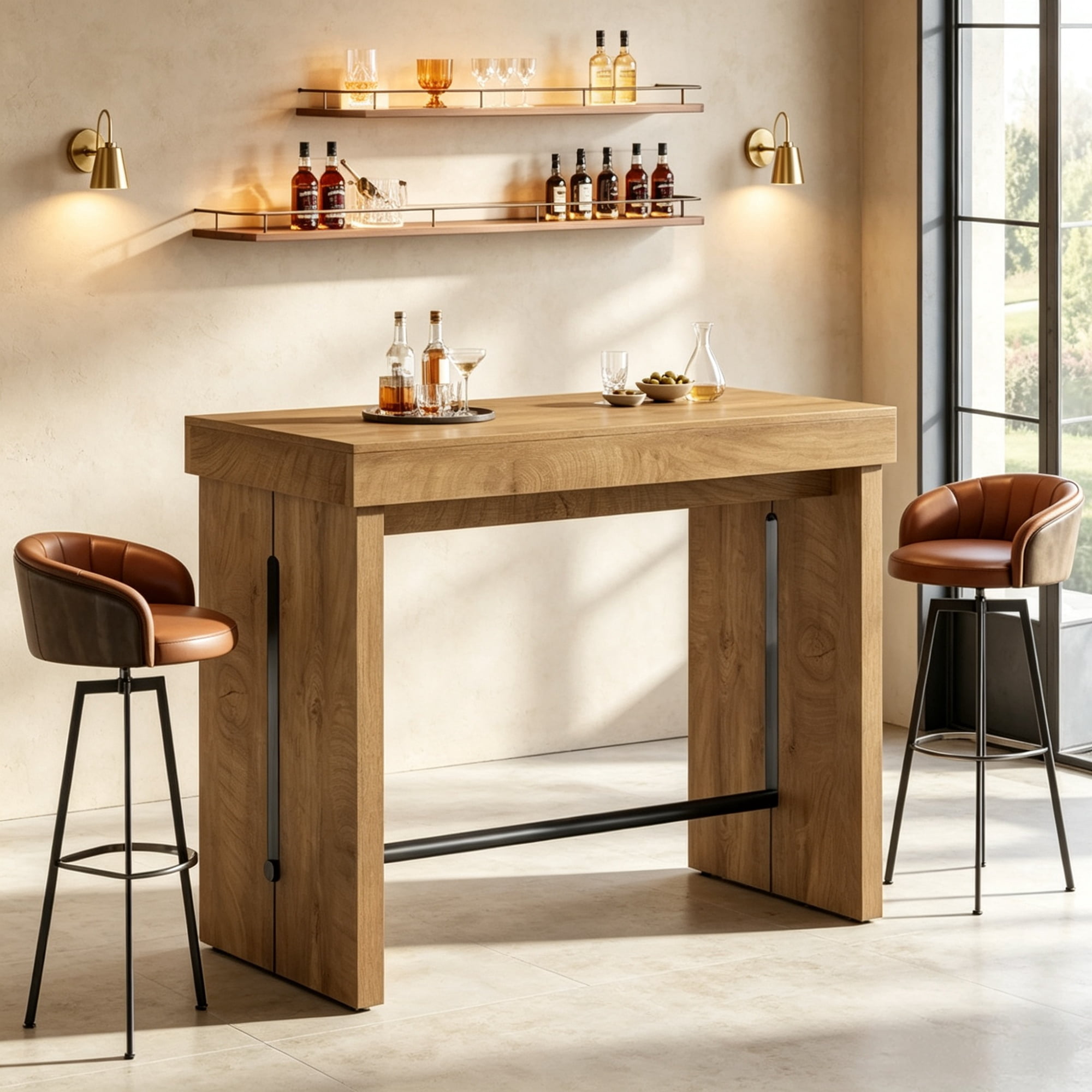 41" Bar Table, Counter Height Pub Table with Sturdy Tabletop