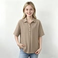 thumbnail image 6 of Grblisyd Boys Girls Shirts Button Up Cotton Linen School Uniform Short Sleeve Solid Color T Shirts V-Neck Quick Dry Tops, 6 of 6