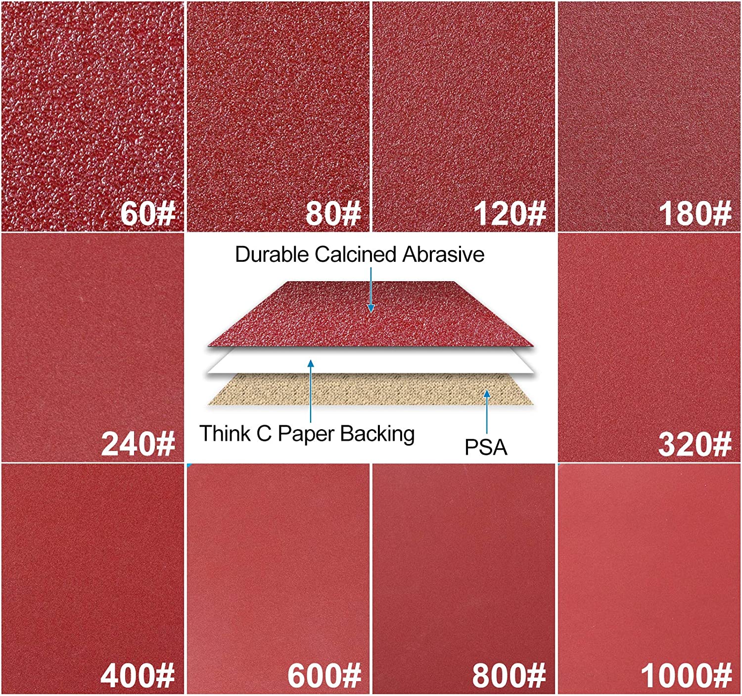 Premium sandpaper disc 6-inch 100-pack 60801201802403204006008001000 grit aluminum oxide self-adhesive sandpaper discs, suitable for random orbital sanders and belt sanders