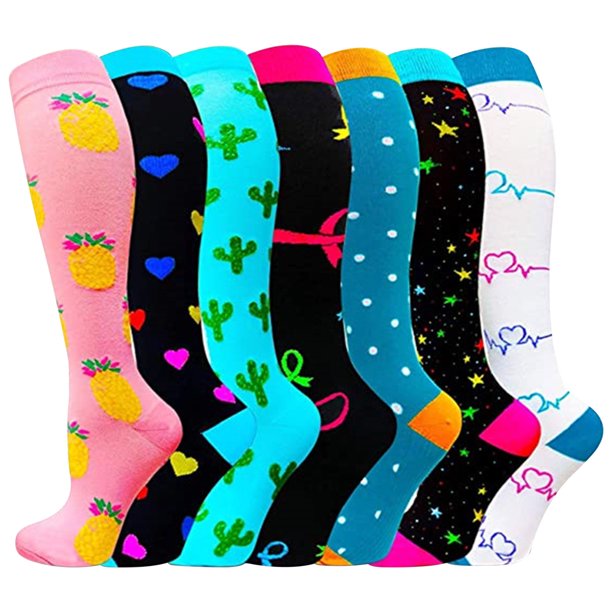 Calcetines de compresión para deportes de ocio Calcetines de compresión de tubo largo para exteriores para hombres y mujeres Calcetines deportivos para correr Fitness 7PCS Wmkox8yii jkg3640