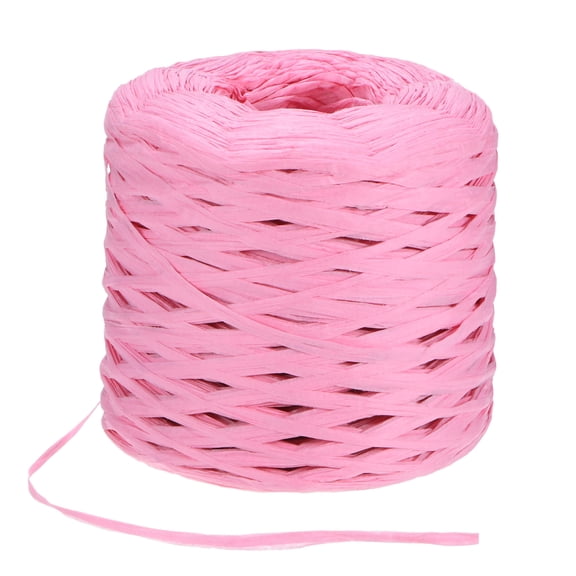 Uxcell Raffia Yarn for Crochet, 219 Yards 5mm Raffia Paper Ribbon Flat String for DIY Crafts[Peach Pink]