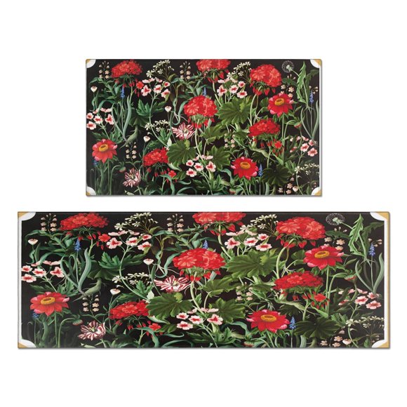 Adorn Your Kitchen with Our Mushroom Rug Set (2 Pieces) - Vintage Boho, Witchy Decor, Non-Slip Mats - Perfect for Creating a Cozy and Aesthetic Kitchen Atmosphere