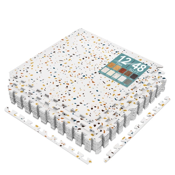 Sorbus Confetti Foam Floor Tiles, 12 Pieces, 48 Sq Ft, Interlocking Mats