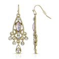 thumbnail image 2 of 1928 Jewelry Teardrop Filigree Pink Crystal & Clear Crystal Charm Chandelier Earrings, 2 of 3