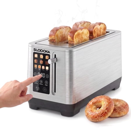 Suodoka 4-Slice Long Slot Toaster, Digital Touch Control with 6 Shade Settings, 5 Functions & 9.84" Extra-Wide Slots
