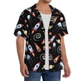 thumbnail image 2 of Logiee Space Rocket Print Men's Button Down Shirts Short Sleeve, Summer Beach Shirts,Vacation Wedding Shirts,Men's Casual Button-Down Shirts with Pocket-4X-Large, 2 of 5