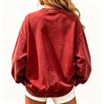 thumbnail image 7 of Crew Neck Sweatshirts Women Vintage Witch Broom Print Long Sleeve Pullover Relaxed Fit Casual Halloween Fall Festival Tops Red XXXL, 7 of 7
