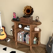 Fiogmub Record Player Stand with Sliding Door, Vinyl Record Storage Cabinet, Record Player Table