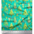 thumbnail image 1 of Soimoi Green Cotton Voile Fabric Text & Christmas Tree Print Fabric by the Yard 56 Inch Wide, 1 of 1