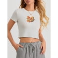 thumbnail image 6 of Michellecmm  Women's Baby Tee Slim Cherry Print Round Neck Short Sleeve Crop Tops, 6 of 9