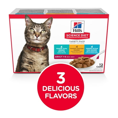 (12 Pack) Hill's Science Diet Adult Savory Entree Variety Pack Wet Cat Food, 5.5 oz. (Best Inexpensive Canned Cat Food)