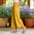 thumbnail image 6 of Dolkfu Pants for Women Trendy Ruffle Yellow Wide-Leg Cropped Mid-Waist Joggers Pants Loungewear Modern Elastic Waist Solid Pants Yellow,Xl, 6 of 6