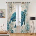 thumbnail image 2 of Teal Sea Turtle Coastal Kitchen Curtains Window Panels, Vintage Summer Beach Nautical Insulated Window Treatment Curtain, Grommet Curtains for Bedroom/Living Room/Bathroom, 2 Piece 42"Wx84"L, 2 of 8