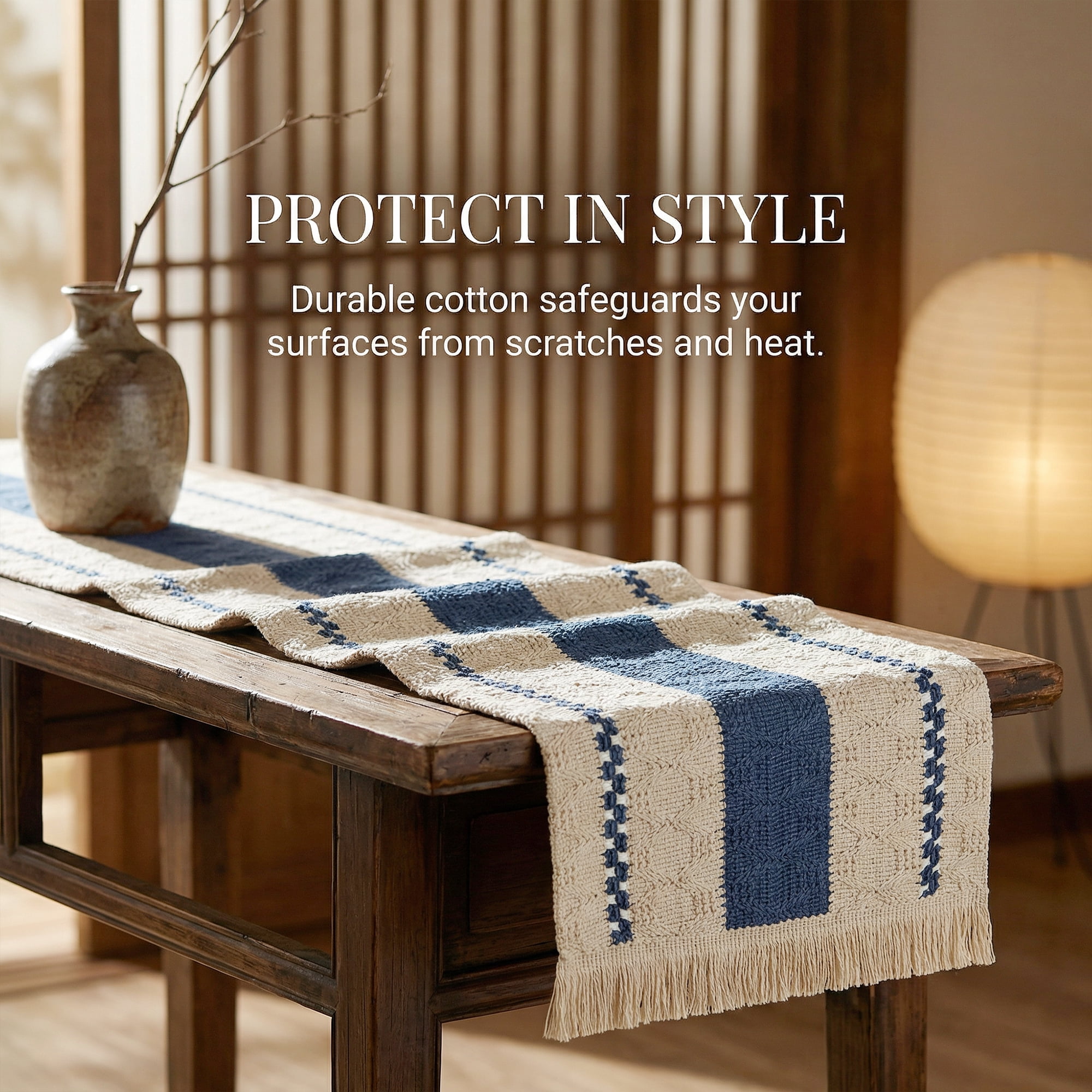 Unique Bargains Farmhouse Polyester Table Runner for Birthday Decoration Blue 11.8"x70.9"