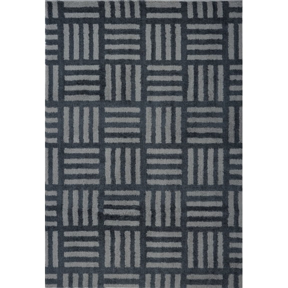 Ladole Rugs Stylish Modern Abstract Oknagon Contemparory Elegent Soft Shag Shaggy Grey Area Rug Carpet 3x5 (2'7" x 4'11", 80cm x 150cm)