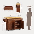 thumbnail image 4 of Noelse Rolling Kitchen Island Table with Storage, Drop Leaf Countertop, Kitchen Island with Rubber Wood Top, Cabinets & Rack, Brown, 4 of 9