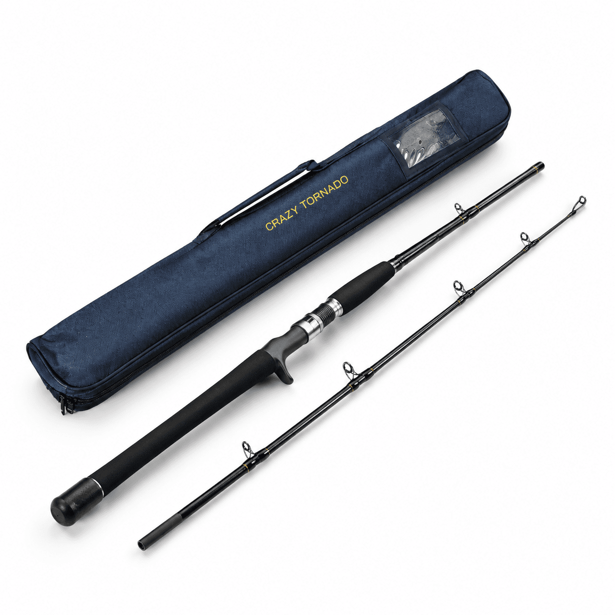7 3-piece Travel Graphite Baitcasting Fishing Rod with Rod Case