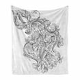 thumbnail image 1 of Zodiac Soft Flannel Fleece Throw Blanket, Swirling Curved Flowers and Bouquet with Zodiac Sign Aquarius Month Design, Cozy Plush for Indoor and Outdoor Use, 70" x 90", Black White, by Ambesonne, 1 of 6