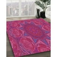 thumbnail image 3 of Ahgly Company Machine Washable Indoor Round Transitional Neon Pink Area Rugs, 3' Round, 3 of 7