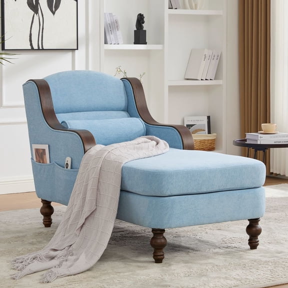 YINGYING Chaise Lounge Indoor, Modern Fabric Upholstered Chaise Lounge Chair with Storage for Bedroom Living Room Office
