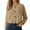 Khaki, variant on Wang6 Women Lightweight Cropped Cardigans Sweaters Trendy Long Sleeve Button down Knit Sweater Fall Crew Neck Striped Embossing Knitted Outwear Tops White One Size