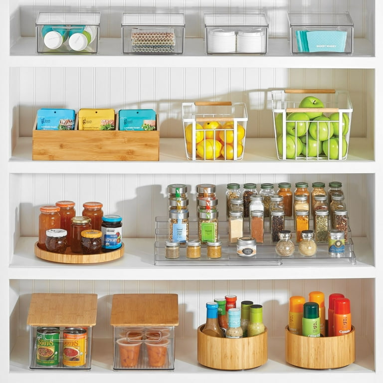 mDesign Plastic Stackable Kitchen Pantry Storage Organizer with Drawer - Clear - Clear