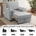 thumbnail image 6 of Convertible Sleeper Chair Bed, Comfy Corduroy Single Futon Sofa Chair with Pull Out Bed, 3-Levels Adjustable Backrest Accent Chair with Side Pockets, Cup Holder & USB Ports, Light Gray, 6 of 7