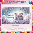 thumbnail image 2 of Sparkling Sweet 16 Banner Floral Design 16th Birthday Display Purple Pink Butterfly Accent Birthday Backdrop for Sweet 16 Party Teenage Birthday Photo Shoot, 2 of 9