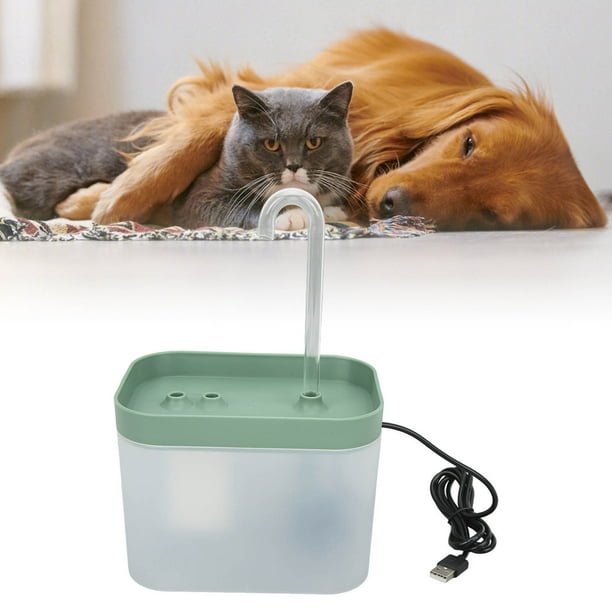 Fuente de Agua para Gatos, dispensador de Agua para perros con fljo de circulación automática silenciosa de 1,5 l con boquilla de codo, cuenco de agua para mascotas para gatitos