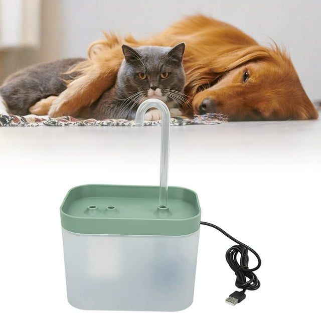 Fuente de Agua para Gatos, dispensador de Agua para perros con fljo de circulación automática silenciosa de 1,5 l con boquilla de codo, cuenco de agua para mascotas para gatitos