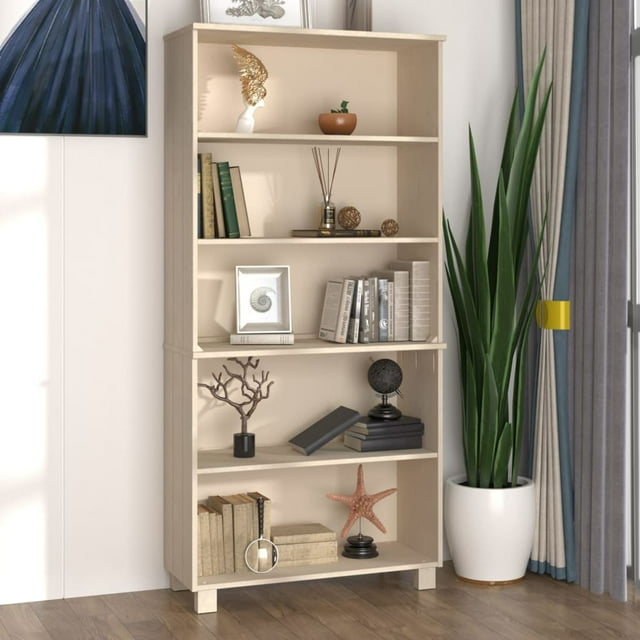 vidaXL Highboard Hamar Solid Wood Pine Honey Brown – Wall-Mounted Adult Bookcase