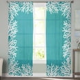thumbnail image 3 of Auqa Coastal Coral Semi Sheer Curtains 96 Inch Length 2 Panels Set, White Ocean Marine Sea Nautical Beach Sheer Kitchen Curtain Privacy Voile Window Curtain for Living Room Bedroom Rod Pocket Drapes, 3 of 7