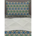 thumbnail image 3 of Moroccan Comforter & Sham Bedding Set, Geometric Hexagonal Pattern Stars Style Eastern Zellige Art, 3 pcs Duvet Set Microfiber Filling Quilt, 5 Sizes, Green Blue Black, by Ambesonne, 3 of 4