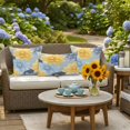 thumbnail image 6 of Outdoor Pillow Cover Yellow Blue Flowers Set of 2 Waterproof Throw Pillowcases Floral Leaf Decorative Patio Furniture Pillows for Couch Garden Indoor & Outdoor Use, 6 of 9