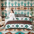 thumbnail image 4 of Erosebridal Teal Red White Black Twin Bedding Sets, Aztec Geometric Bedding Comforter Set, Reversible 7-Piece, 4 of 6