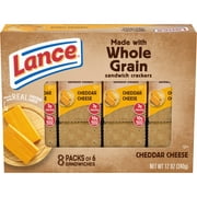 Lance Sandwich Crackers, Made with Whole Grain Crackers, Cheddar Cheese, 8 Packs, 6 Sandwiches Each