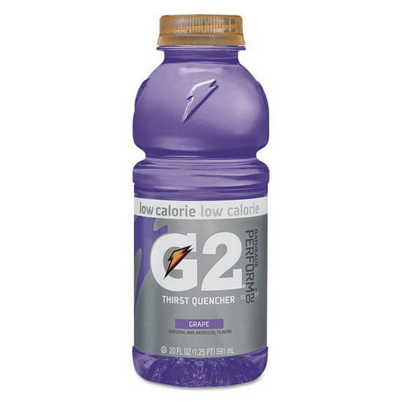 G2 Perform 02 Low-Calorie Thirst Quencher, Grape, 20 Oz Bottle, 24/carton | Bundle of 5 Cartons
