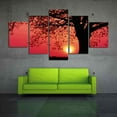 thumbnail image 1 of Modular Frame 5pcs Red Sky Sunset Sunset tree Tree Shadow Nature Landscape Canvas Printed Oil Painting Picture Poster, 1 of 5