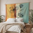 thumbnail image 3 of Floral Orange Tapestry for Bedroom Wall Hanging Tapestry, Multicolor Striped Decadent Botanical Flower Ceiling Backdrop Tapestries Poster Blanket Wall Decor for Teens Room Living Room Dorm 59" x 90", 3 of 8