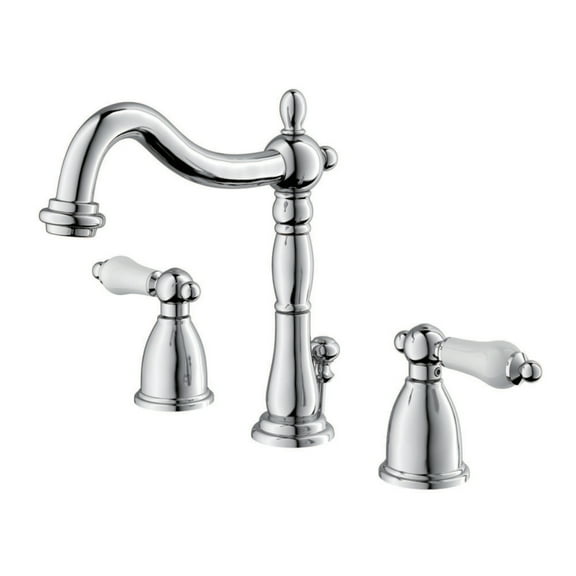 Kingston Brass KB1971PL Heritage Widespread Bathroom Faucet with Plastic Pop-Up, Polished Chrome
