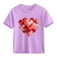 thumbnail image 2 of Piuwrlz Girl Graphic Shirts Tops Girls Short T-Shirts Sleeve Cotton Pullover Purple Size 3 Years, 2 of 10